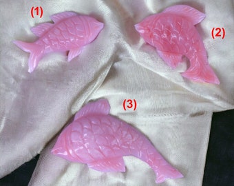 Natural AAA+ Pink Peruvian Opal Handcrafted Fish Carving Carved Think less Weighted Fishes