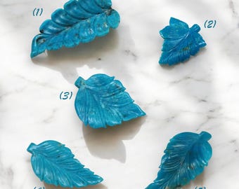 Natural Blue Arizona Turquoise  Hand crafted Leaves Rare One of Kind Carved Leaf