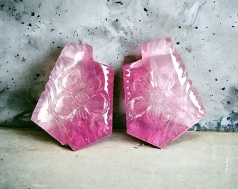 Unique Hand Carved Rubellite Tourmaline Earrings Set for Jewellery Making