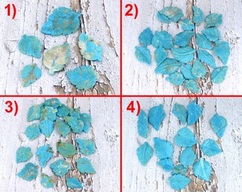 Handcrafted Arizona Turquoise Leaves Lot with Natural Multi-color Spots - Unique Carved Leaf Set