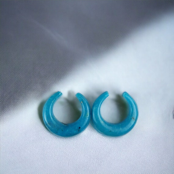 Natural Arizona Turquoise Carved Crescent Moon -  Handcrafted pair of Rare Sleeping Beauty Quality