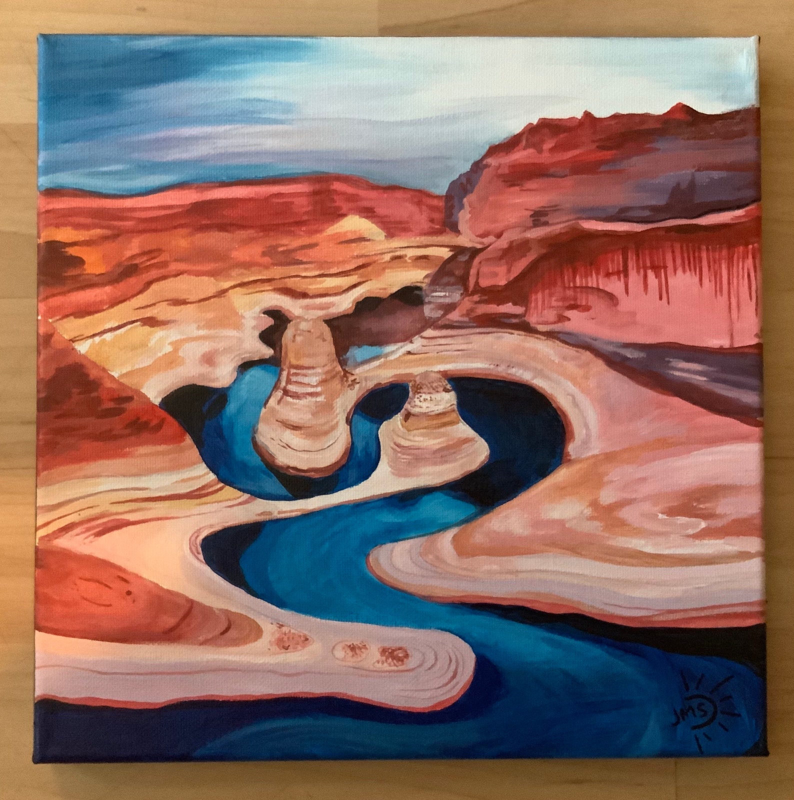Arizona River Bend Original Acrylic Painting Etsy