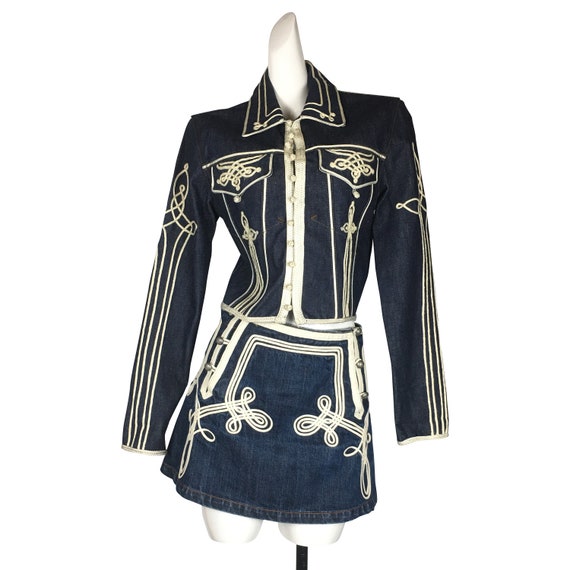 Jean Paul Gaultier denim jacket skirt set