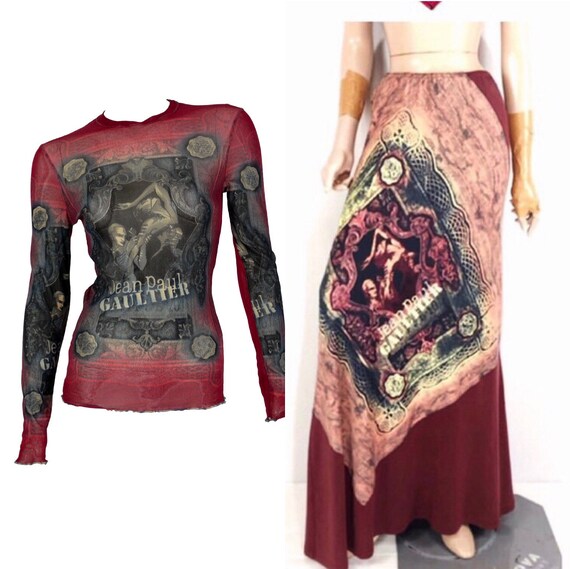 jean paul gaultier mesh top x skirt