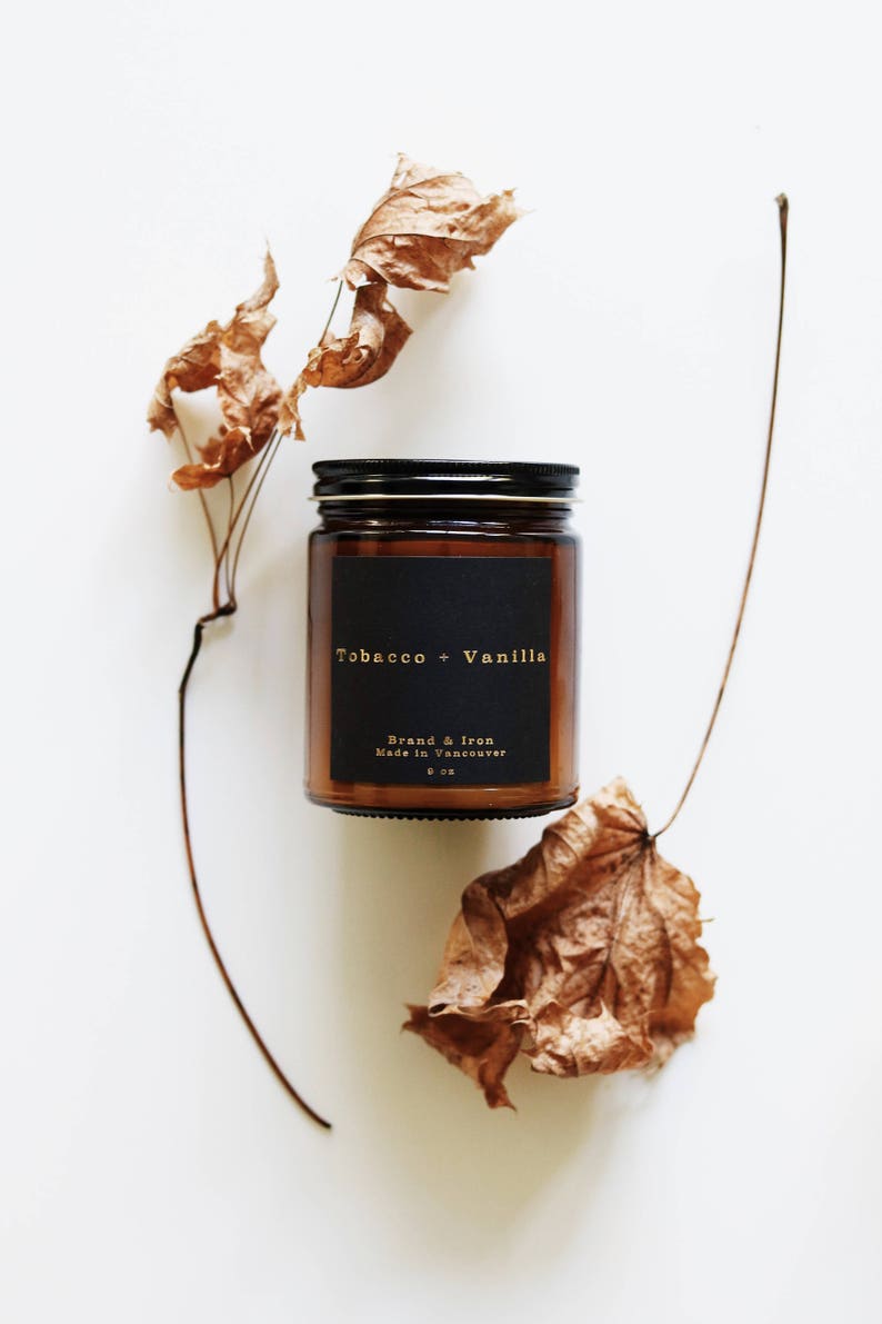 Tobacco & Vanilla Amber Apothecary jar candle soy candle Etsy