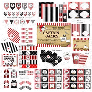 Pirate note cards food cards flat pirate party INSTANT DOWNLOAD UPrint by greenmelonstudios image 3