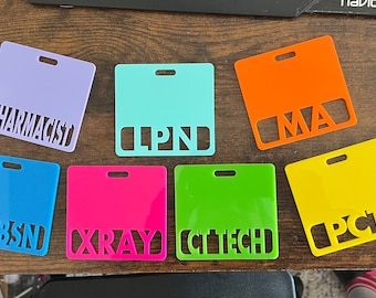 Custom badge buddy, neon brights badge buddy, Marker Parker, Medical field, teachers, Xray badge buddy RN any title hot pink