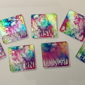 Badge buddy, RN badge buddy, Custom badge buddy, Marker Parker, Medical field, teachers, Xray badge buddy, any title alcohol ink holographic