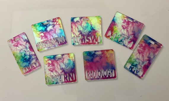 Badge buddy, RN badge buddy, Custom badge buddy, Marker Parker, Medical field, teachers, Xray badge buddy, any title alcohol ink holographic Il_570xn