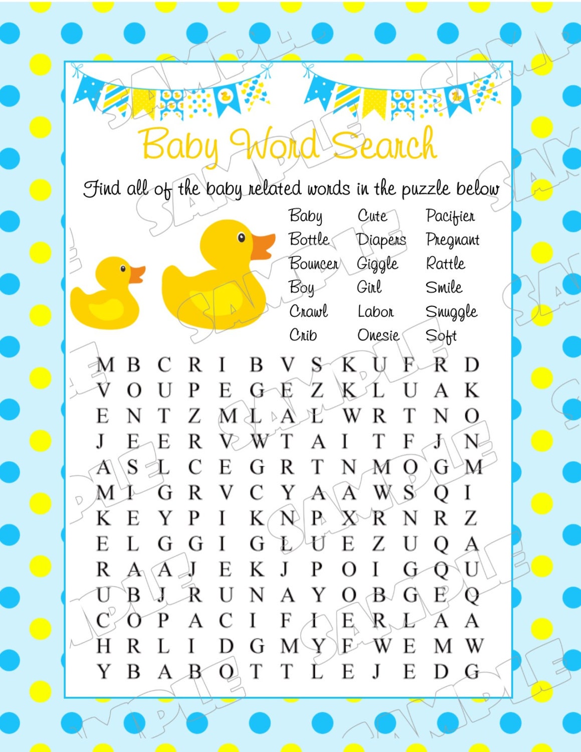 Rubber Duck Word Search Baby Shower Games Printable INSTANT Etsy Rubber Duck Word Search Baby Shower Games Printable INSTANT Etsy