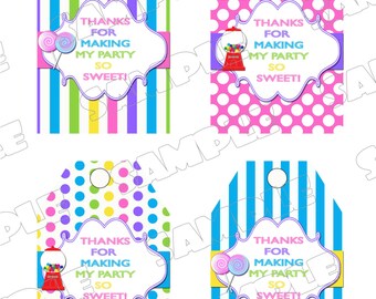 Candy Sweet Shoppe Gracias etiquetas colgar etiquetas DESCARGA INSTANTE UPrint por greenmelonstudios