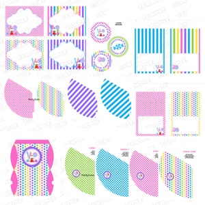 Candy party sweet shoppe party Huge birthday printable party supplies UPrint customized card by greenmelonstudios image 2