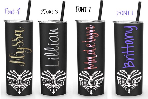 Personalized Radiology Tech tumbler 20 oz matte black radiologist mug Stainless Steel with straw Ultrasound, PVL, CT, MRI, Xray, x-ray tech Il_570xn