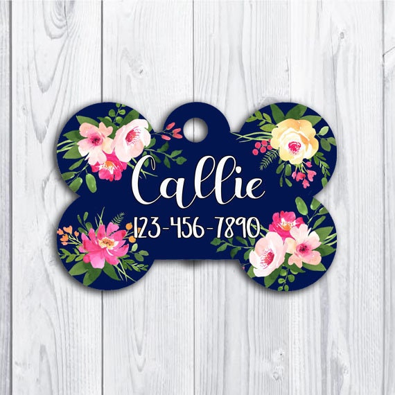 floral dog tag