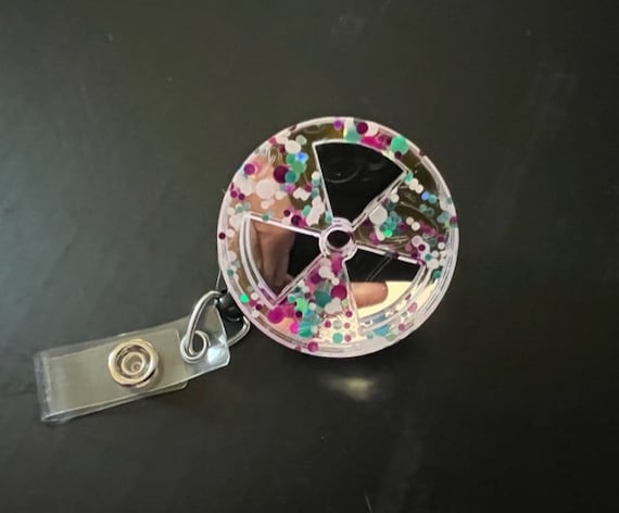 Confetti Xray Badge Reel, Radiation Symbol Badge Reel, Interchangeable badge reel, CT Tech Badge Reel, Nuc Med, Radiation oncology badge Il_570xn