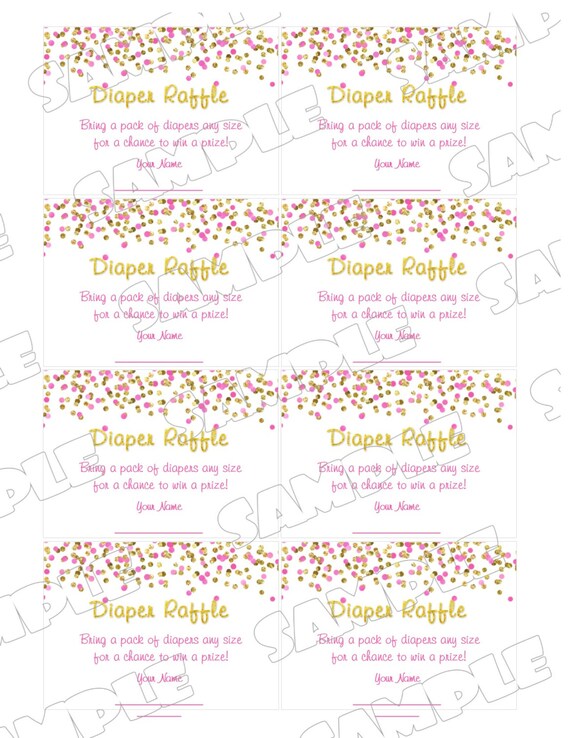 Pink and gold Baby shower diaper raffle insert cards glitter Printable INSTANT DOWNLOAD UPrint by greenmelonstudios glitter baby shower Il_570xn