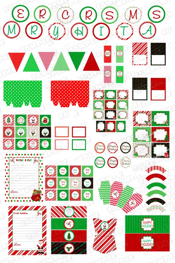 Printable Christmas Party Decorations printable INSTANT DOWNLOAD UPrint