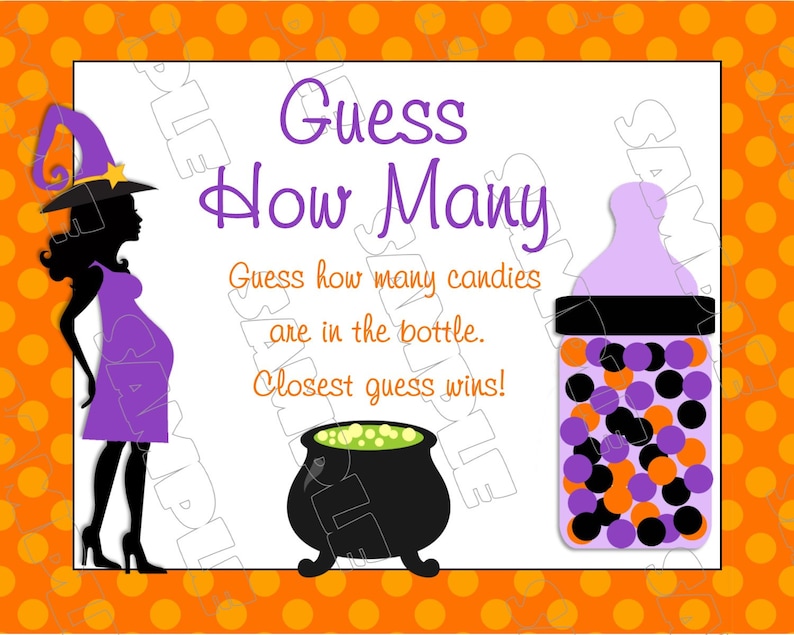 Halloween Baby shower games guess how many candies game Etsy