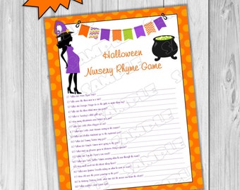 Halloween Baby shower games nursery rhyme game Printable INSTANT DOWNLOAD  UPrint  by greenmelonstudios halloween witch baby shower