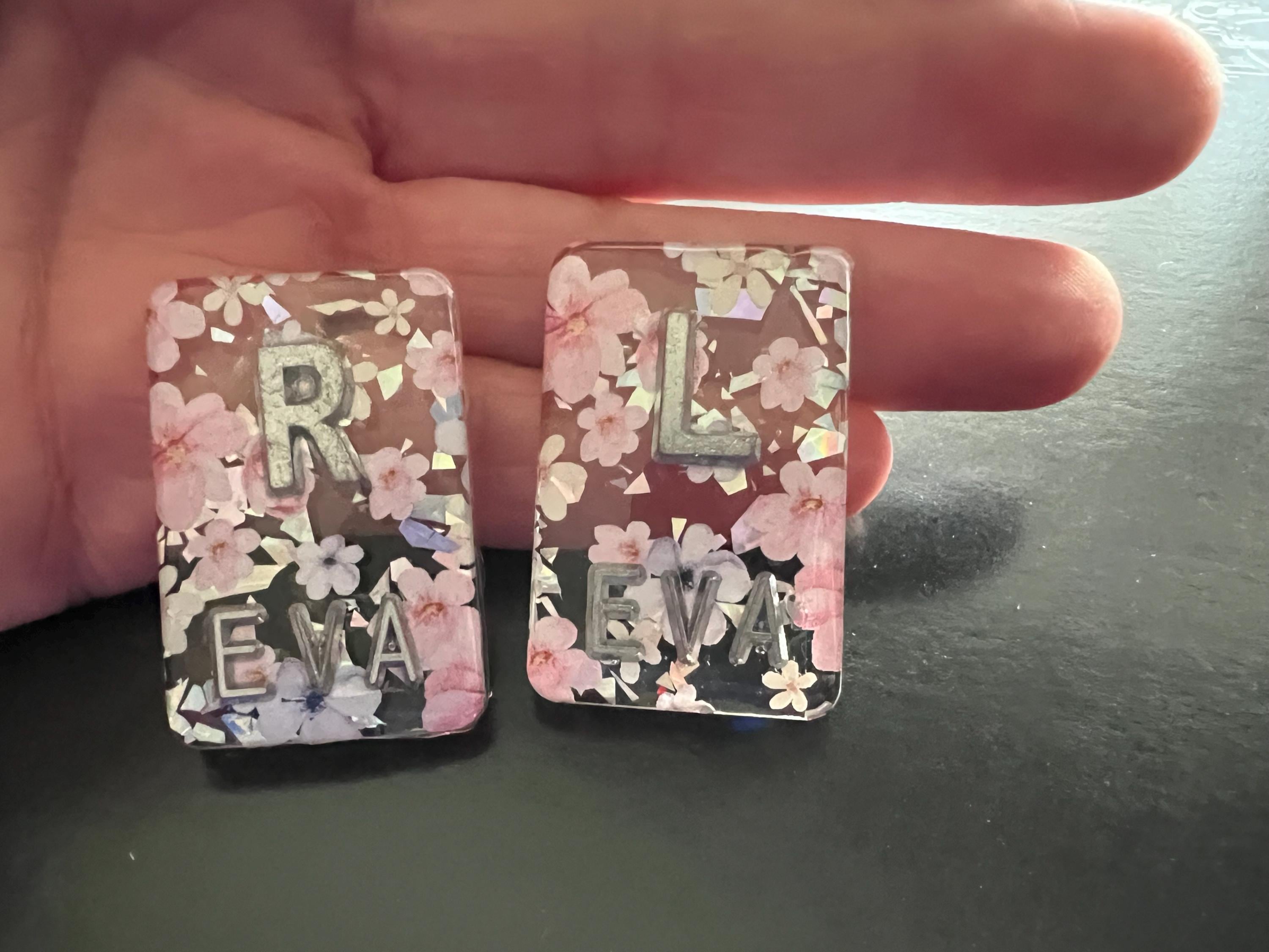 Clear floral xray markers, x-ray markers, xray marker set pink and light purple flowers w/holographic sparkles spring xray marker