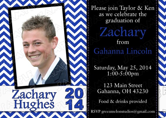 Graduation chevron announcement invitation 2014 ANY COLOR printable invitations UPrint customized card by greenmelonstudios Il_570xn