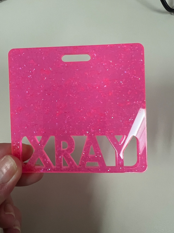 Hot pink chunky glitter Custom badge buddy, glam & glitz badge buddy, Marker Parker, Medical field, teachers, Xray badge buddy RN any title Il_570xn