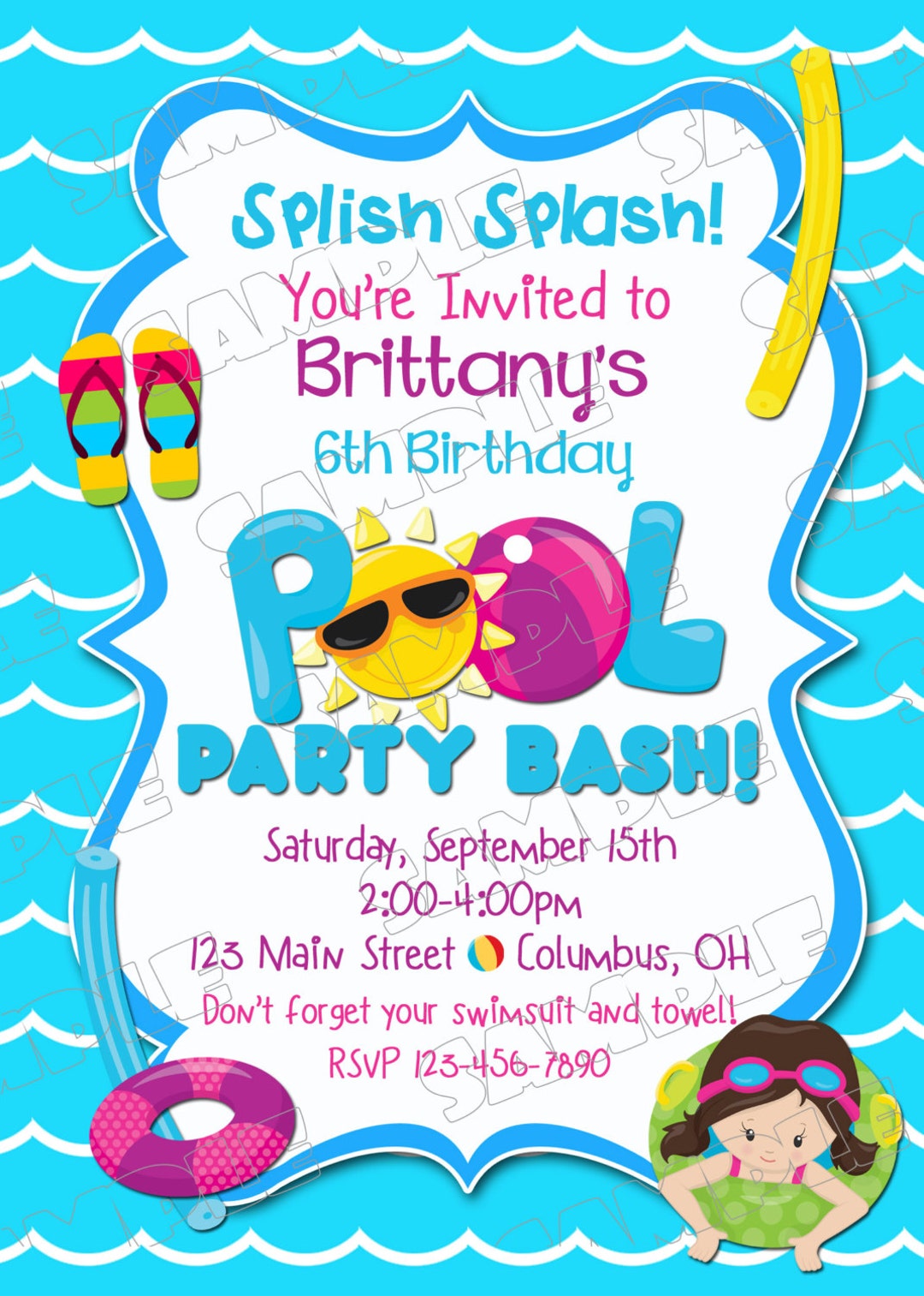 Pool Party Invitation Swim Party Swimming Birthday Party Printable Invitations Beach Party Pool Party Invitation Swim Party Swimming Birthday Party Printable Invitations Beach Party