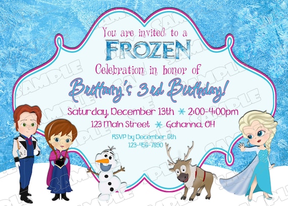 Frozen birthday invitation party printable invitations Princess Elsa inspired UPrint customized card by greenmelonstudios Il_570xn