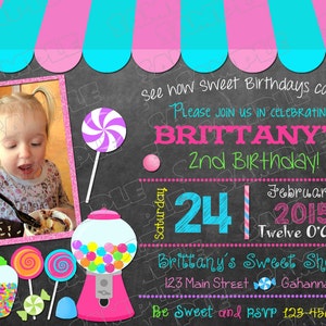 Sweet Shoppe Candy Chalkboard Candy Shoppe Invitation Birthday Party ...