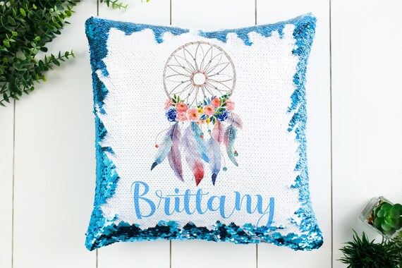 Dream Catcher sequin pillow | sequin pillow | personalized dream catcher pillow | personalized sequin pillow | gift for girls dream catcher Il_570xn