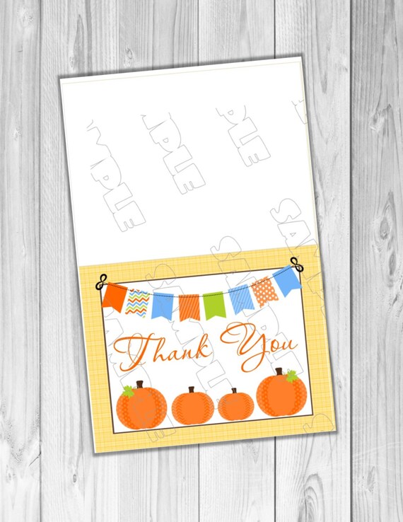 Pumpkin fall Baby shower thank you card Printable INSTANT DOWNLOAD UPrint by greenmelonstudios pumpkin baby shower Il_570xn