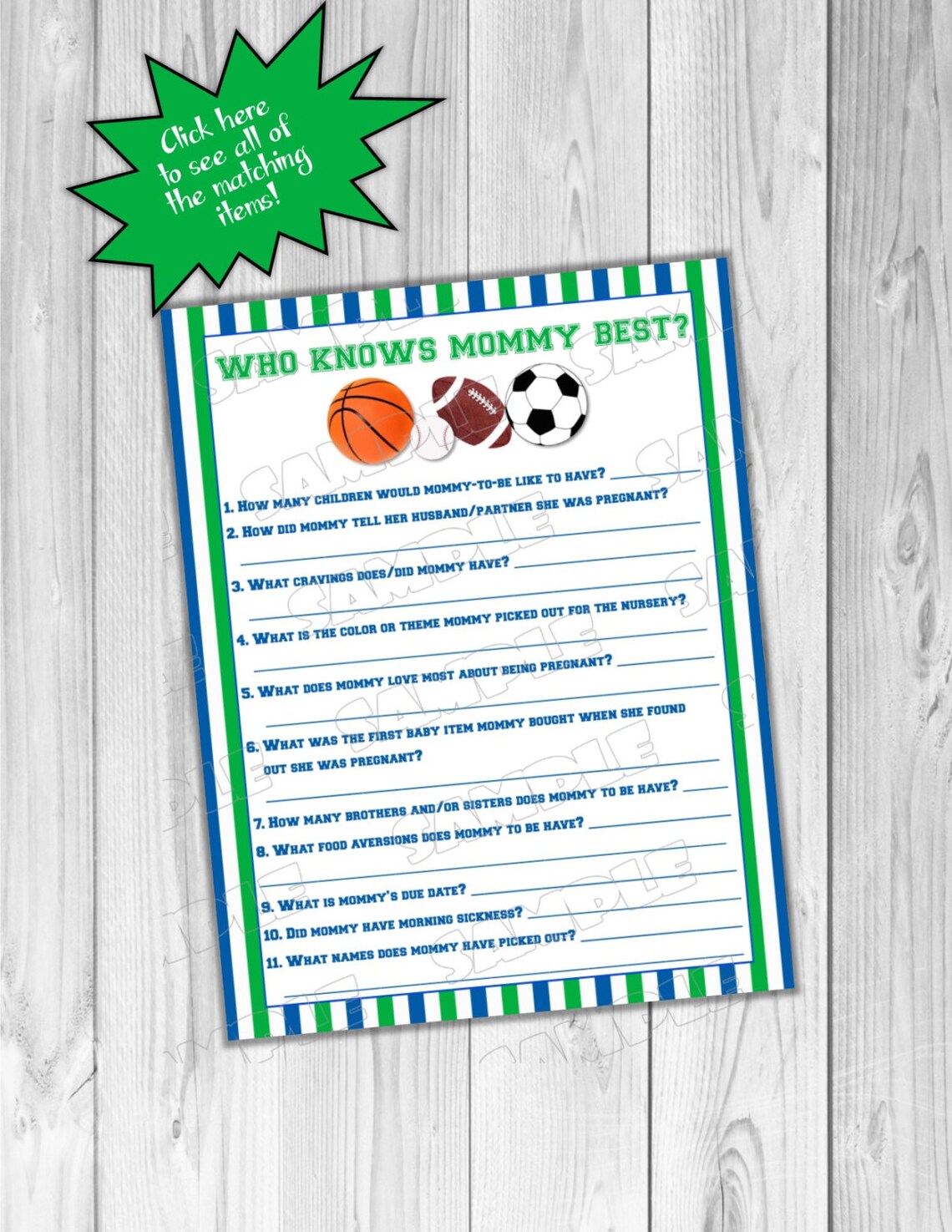 Sports Baby Shower Games Who Knows Mommy Best Balls Printable Etsy