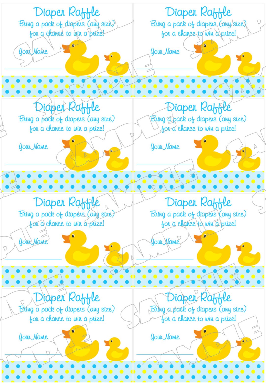 Rubber Duck Diaper Raffle Card Insert Baby Shower Games - Etsy