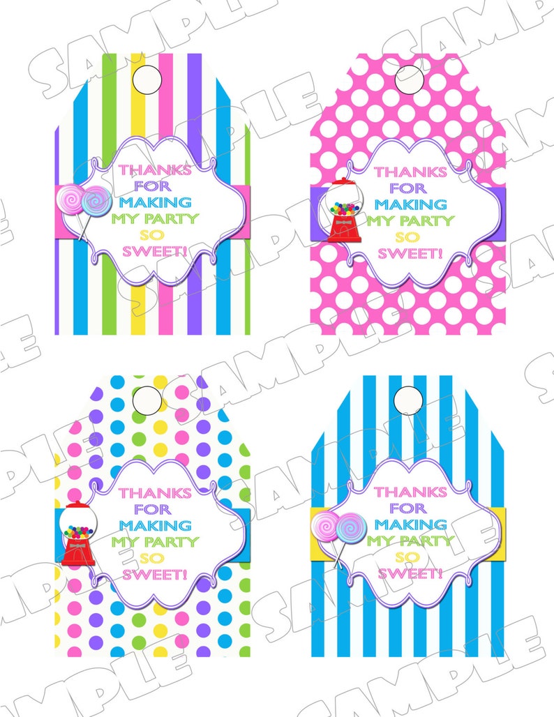 Candy party sweet shoppe party Huge birthday printable party supplies UPrint customized card by greenmelonstudios image 5