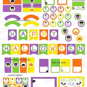 Halloween kids party huge printable party supplies INSTANT DOWNLOAD  UPrint kids halloween party by greenmelonstudios printable halloween