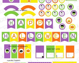Halloween kids party huge printable party supplies INSTANT DOWNLOAD  UPrint kids halloween party by greenmelonstudios printable halloween