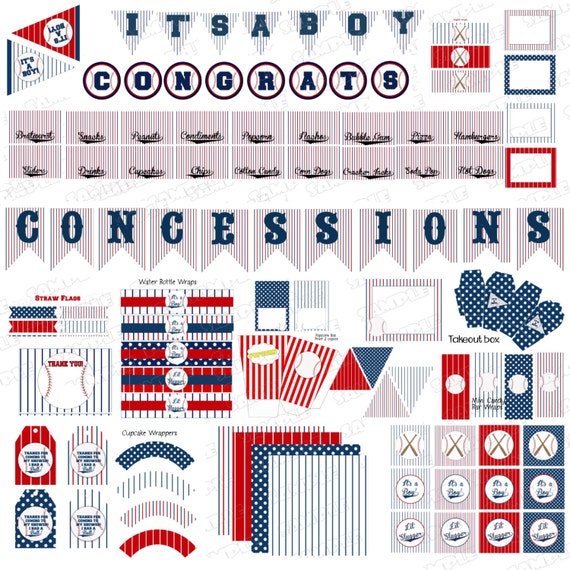 Baseball Baby Shower Decorations Party Printable Party Supplies