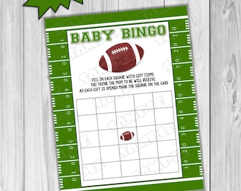 Football Baby shower games bingo game Printable INSTANT DOWNLOAD  UPrint  by greenmelonstudios football sports baby shower