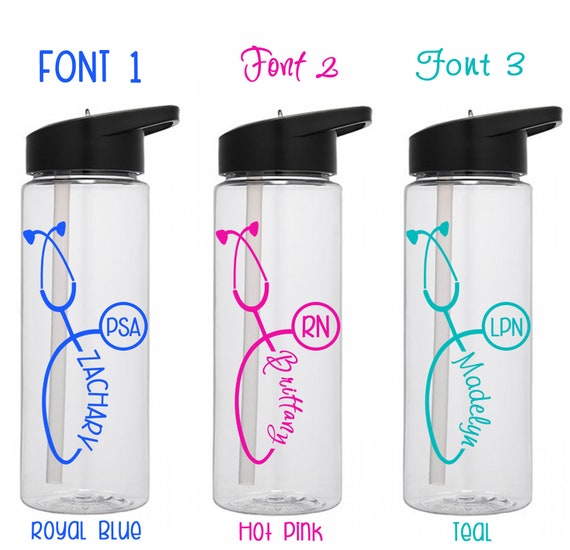 Nurse Water Bottle 24 oz personalized Nurse Gift, Personalized, Nurse Appreciation, RN, LPN, PSA, dr, np, cnp, any title with straw Il_570xn