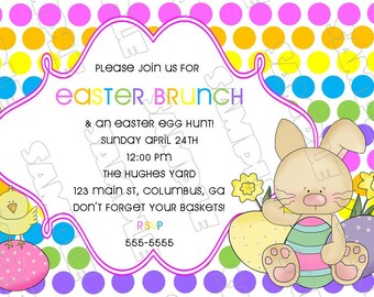 Easter egg hunt invitation any colors UPrint customized card by greenmelonstudios