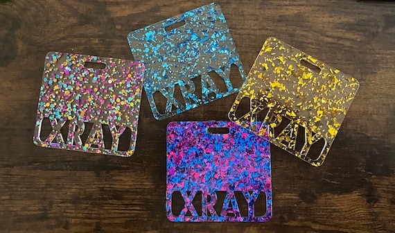 Custom badge buddy, glam and glitz badge buddy, Marker Parker, Medical field, teachers, Xray badge buddy RN any title confetti, chunky Il_570xn