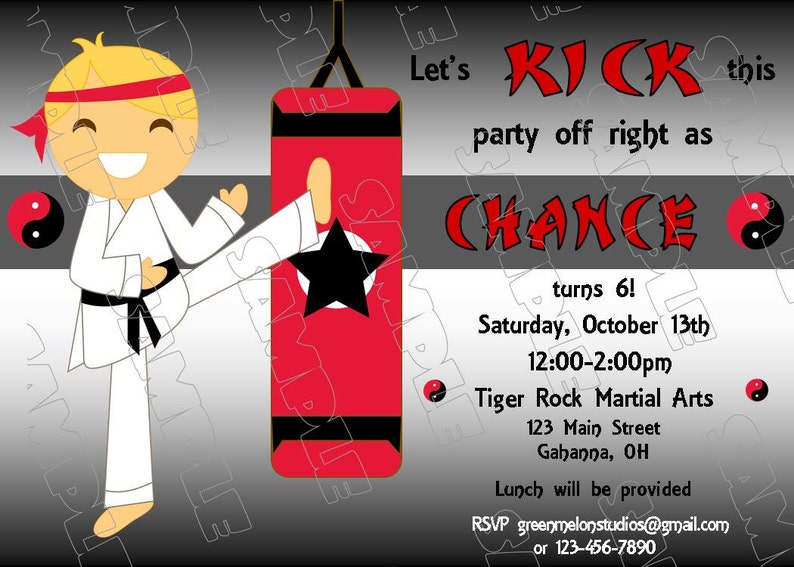 Karate Martial Arts Birthday Party Printable Invitations | Etsy
