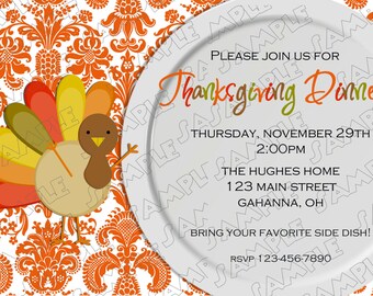 Thanksgiving invitation any colors UPrint customized card by greenmelonstudios