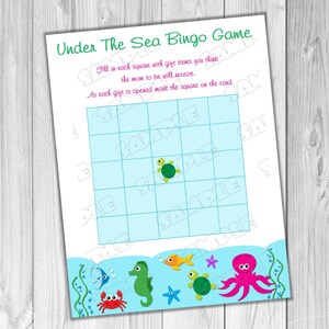 Under the sea Baby shower games bingo game Printable INSTANT DOWNLOAD UPrint by greenmelonstudios under the sea baby shower image 1