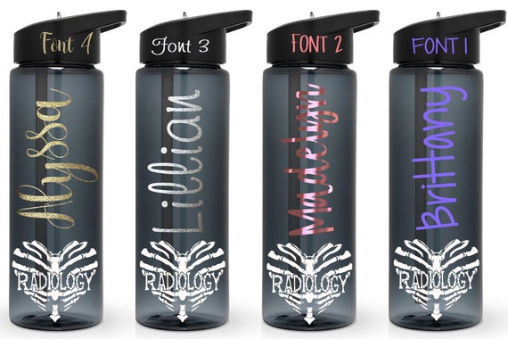 Personalized Radiology Tech Water Bottle 24 oz with straw radiologist bottle with straw Ultrasound, PVL, CT, MRI, Xray, x-ray tech vir cath Il_570xn