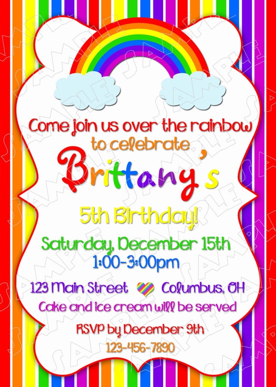 Rainbow party invitation birthday party rainbow party printable