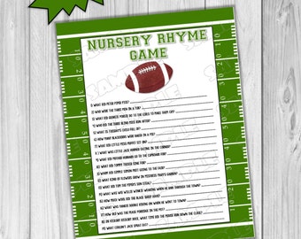 Football Baby shower games nursery rhyme game Printable INSTANT DOWNLOAD  UPrint  by greenmelonstudios football sports baby shower