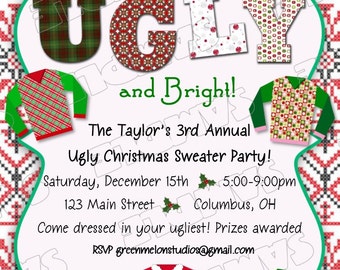 Ugly sweater party holiday christmas card any colors UPrint customized card by greenmelonstudios