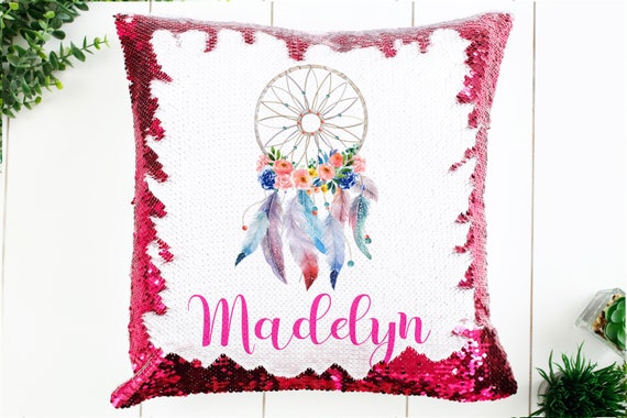 Dream Catcher sequin pillow | sequin pillow | personalized dream catcher pillow | personalized sequin pillow | gift for girls dream catcher Il_570xn