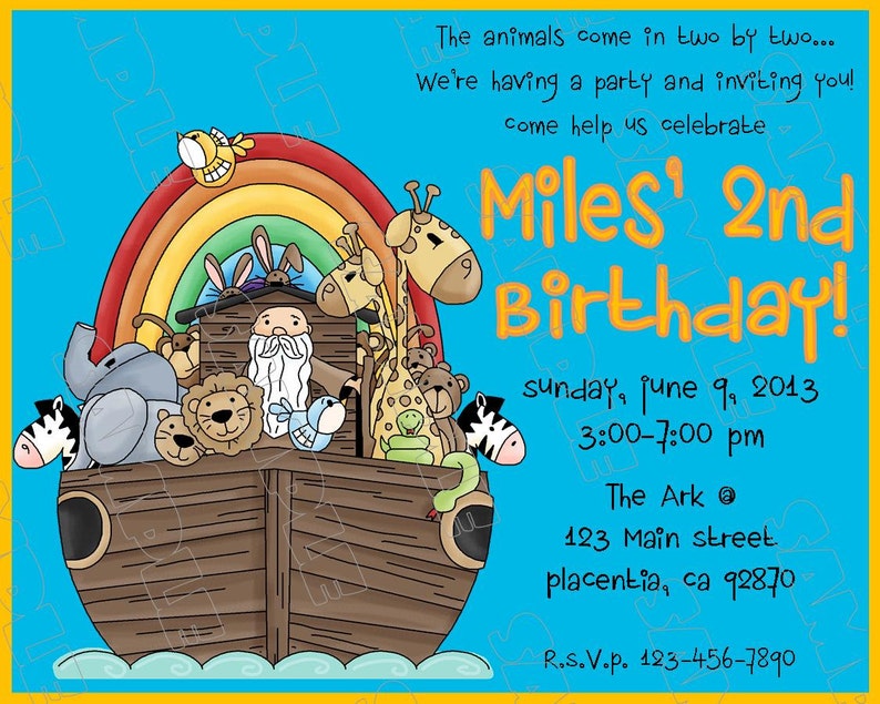 Noah's Ark birthday party printable invitations UPrint Etsy